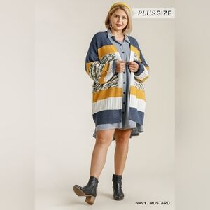 Striped Navy and Mustard Cardigan